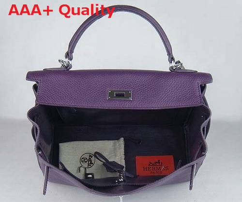 Hermes Kelly 32 Purple Leahter Silver Hardware Replica