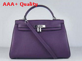 Hermes Kelly 32 Purple Leahter Silver Hardware Replica