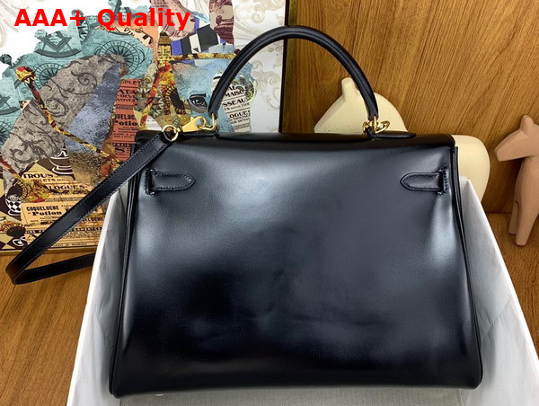 Hermes Kelly 35 Bag in Black Box Calfskin Replica