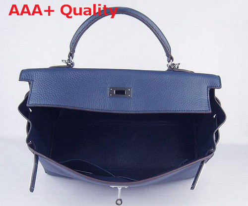 Hermes Kelly 35 Dark Blue Silver Replica