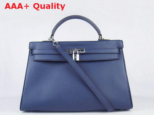 Hermes Kelly 35 Dark Blue Silver Replica