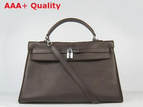 Hermes Kelly 35 Dark Coffee Silver Replica