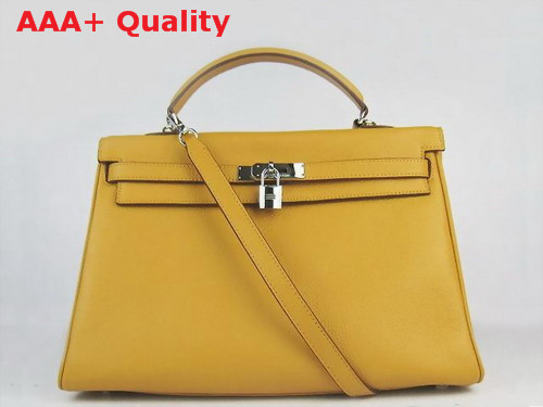 Hermes Kelly 35 in Yellow with Gold Replica