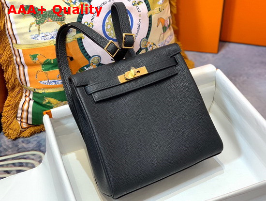 Hermes Kelly Ado Backpack in Black Togo Calfskin Leather Replica