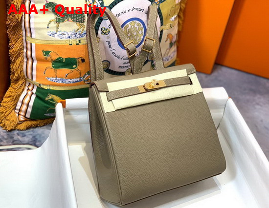 Hermes Kelly Ado Backpack in Grey Togo Calfskin Leather Replica