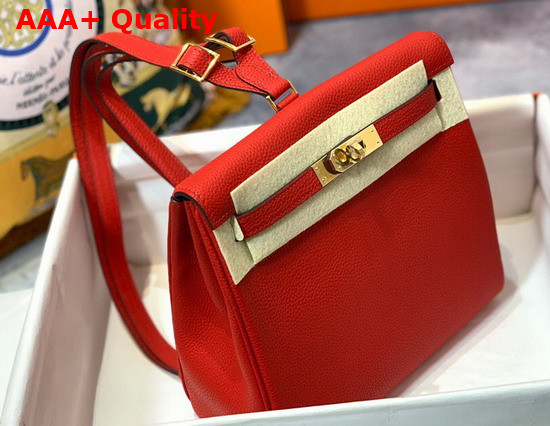 Hermes Kelly Ado Backpack in Red Togo Calfskin Leather Replica