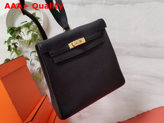 Hermes Kelly Ado II Backpack in Black Taurillon Clemence Leather Replica