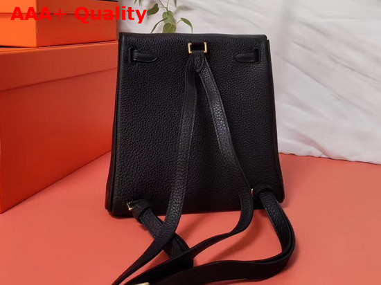 Hermes Kelly Ado II Backpack in Black Taurillon Clemence Leather Replica