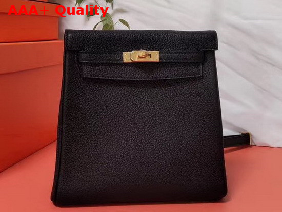 Hermes Kelly Ado II Backpack in Black Taurillon Clemence Leather Replica