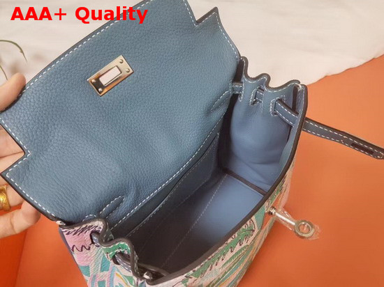 Hermes Kelly Ado II Backpack in Blue Printed Taurillon Clemence Leather Replica