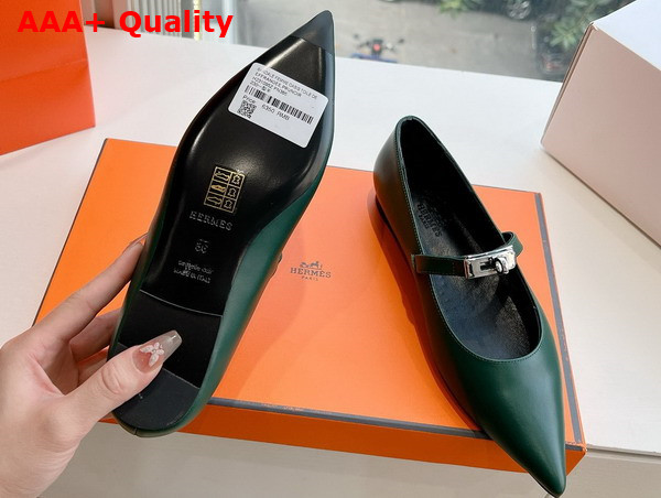 Hermes Kelly Ballet Flat in Green Calfskin Replica