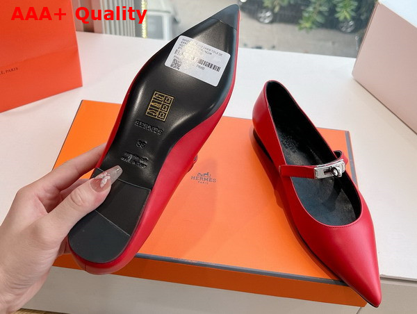 Hermes Kelly Ballet Flat in Red Calfskin Replica