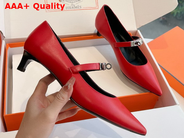 Hermes Kelly Ballet Flat in Red Calfskin Replica