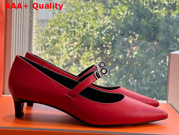 Hermes Kelly Ballet Flat in Red Calfskin Replica