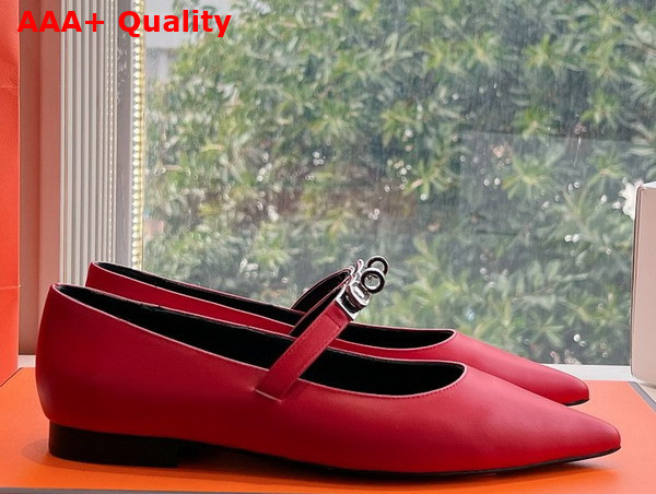 Hermes Kelly Ballet Flat in Red Calfskin Replica