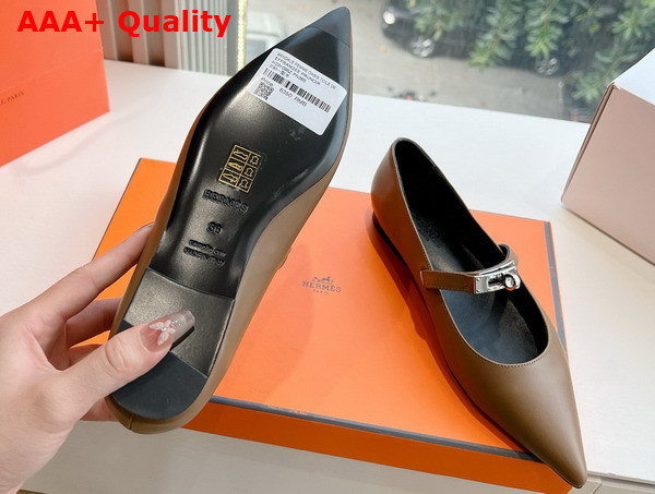 Hermes Kelly Ballet Flat in Tan Calfskin Replica