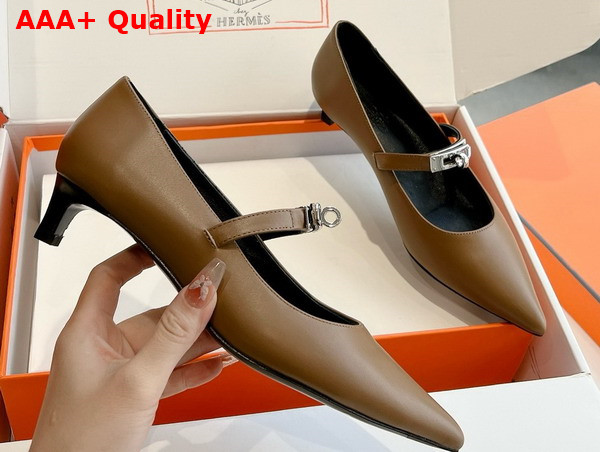 Hermes Kelly Ballet Flat in Tan Calfskin Replica