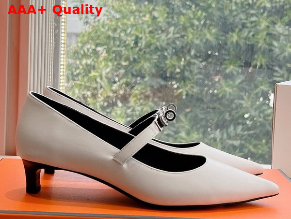 Hermes Kelly Ballet Flat in White Calfskin Replica