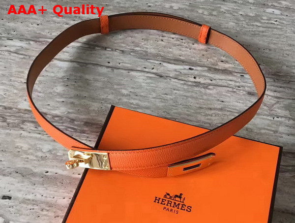 Hermes Kelly Belt in Orange Epsom Calfskin with Gold Plated Kelly Buckle Replica