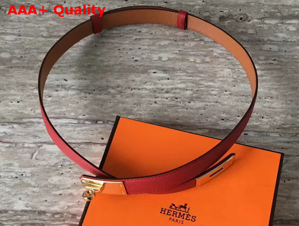 Hermes Kelly Belt in Red Epsom Calfskin with Gold Plated Kelly Buckle Replica