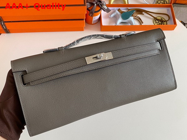 Hermes Kelly Cut Clutch in Asphalt Grey Epsom Calfskin Replica