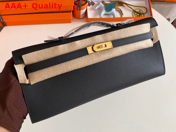 Hermes Kelly Cut Clutch in Black Epsom Calfskin Replica