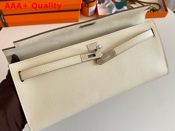 Hermes Kelly Cut Clutch in Blanc Epsom Calfskin Replica