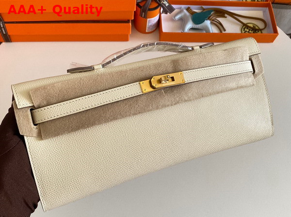 Hermes Kelly Cut Clutch in Blanc Epsom Calfskin Replica