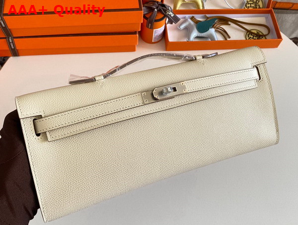 Hermes Kelly Cut Clutch in Blanc Epsom Calfskin Replica