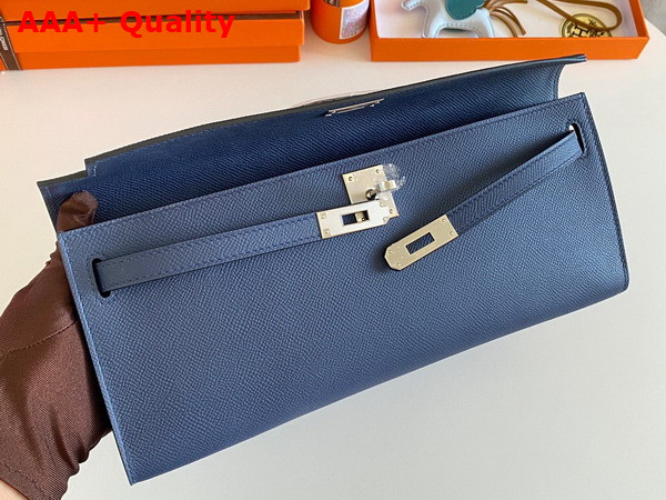 Hermes Kelly Cut Clutch in Blue Epsom Calfskin Replica