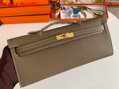 Hermes Kelly Cut Clutch in Elephant Grey Epsom Calfskin Replica