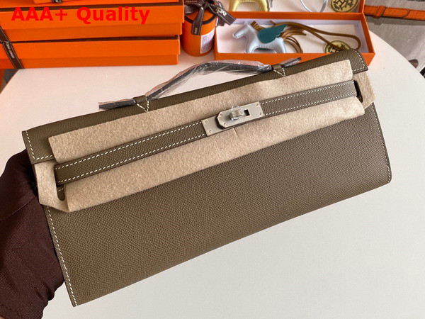 Hermes Kelly Cut Clutch in Elephant Grey Epsom Calfskin Replica