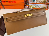 Hermes Kelly Cut Clutch in Gold Brown Epsom Calfskin Replica