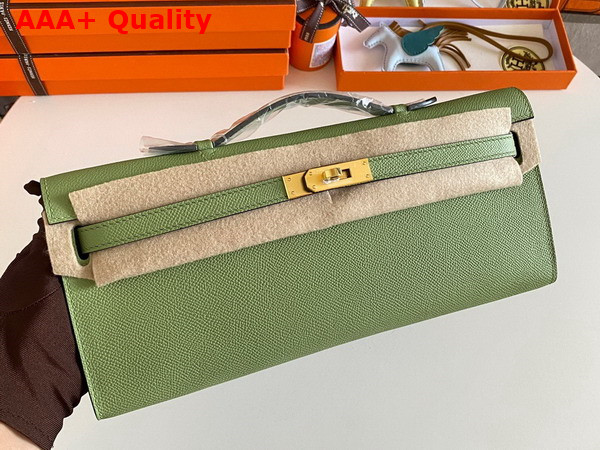 Hermes Kelly Cut Clutch in Light Green Epsom Calfskin Replica