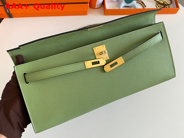 Hermes Kelly Cut Clutch in Light Green Epsom Calfskin Replica