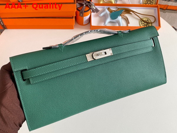 Hermes Kelly Cut Clutch in Peacock Blue Epsom Calfskin Replica