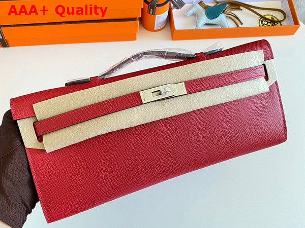 Hermes Kelly Cut Clutch in Red Epsom Calfskin Replica