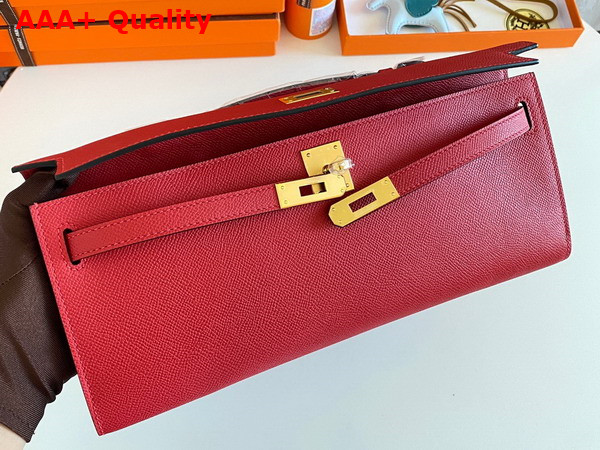 Hermes Kelly Cut Clutch in Red Epsom Calfskin Replica