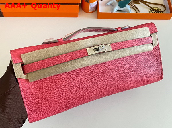 Hermes Kelly Cut Clutch in Rose Epsom Calfskin Replica