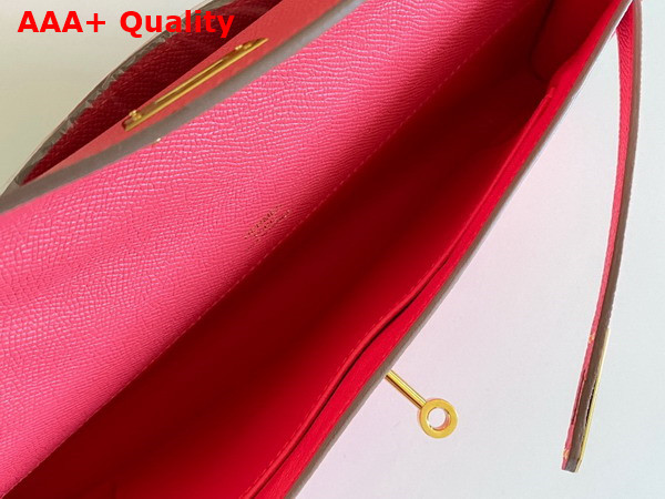 Hermes Kelly Cut Clutch in Rose Epsom Calfskin Replica