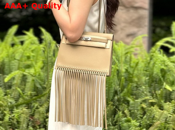 Hermes Kelly Danse Anate Shoulder Bag in Milk Tea Evergrain Calfskin Replica