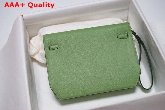 Hermes Kelly Depeches 25 Pouch Green Epsom Calfskin Replica