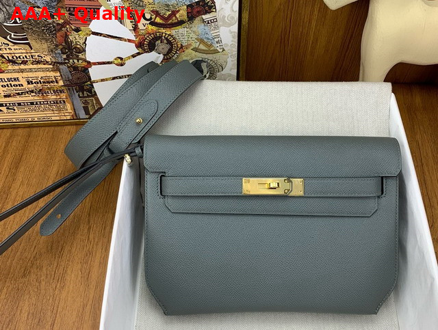 Hermes Kelly Depeches 25 Pouch in Almond Green Epsom Calfskin Replica