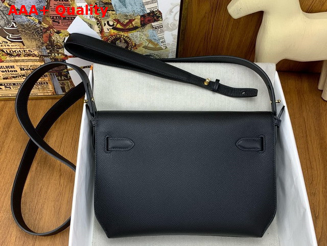 Hermes Kelly Depeches 25 Pouch in Black Epsom Calfskin Replica