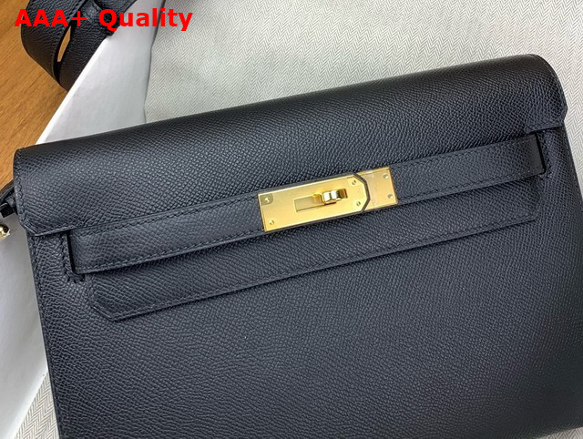 Hermes Kelly Depeches 25 Pouch in Black Epsom Calfskin Replica