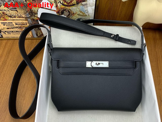 Hermes Kelly Depeches 25 Pouch in Black Epsom Calfskin Replica