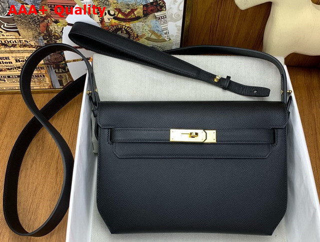 Hermes Kelly Depeches 25 Pouch in Black Epsom Calfskin Replica