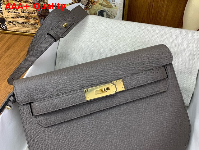 Hermes Kelly Depeches 25 Pouch in Dark Gray Epsom Calfskin Replica