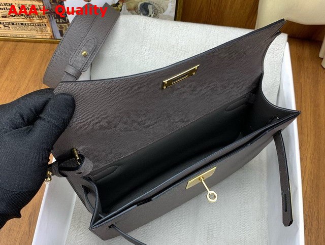 Hermes Kelly Depeches 25 Pouch in Dark Gray Epsom Calfskin Replica