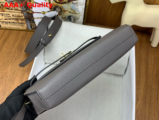 Hermes Kelly Depeches 25 Pouch in Dark Gray Epsom Calfskin Replica